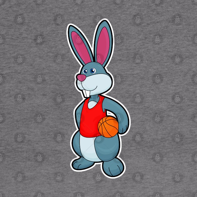 Rabbit as Basketball player with Basketball by Markus Schnabel